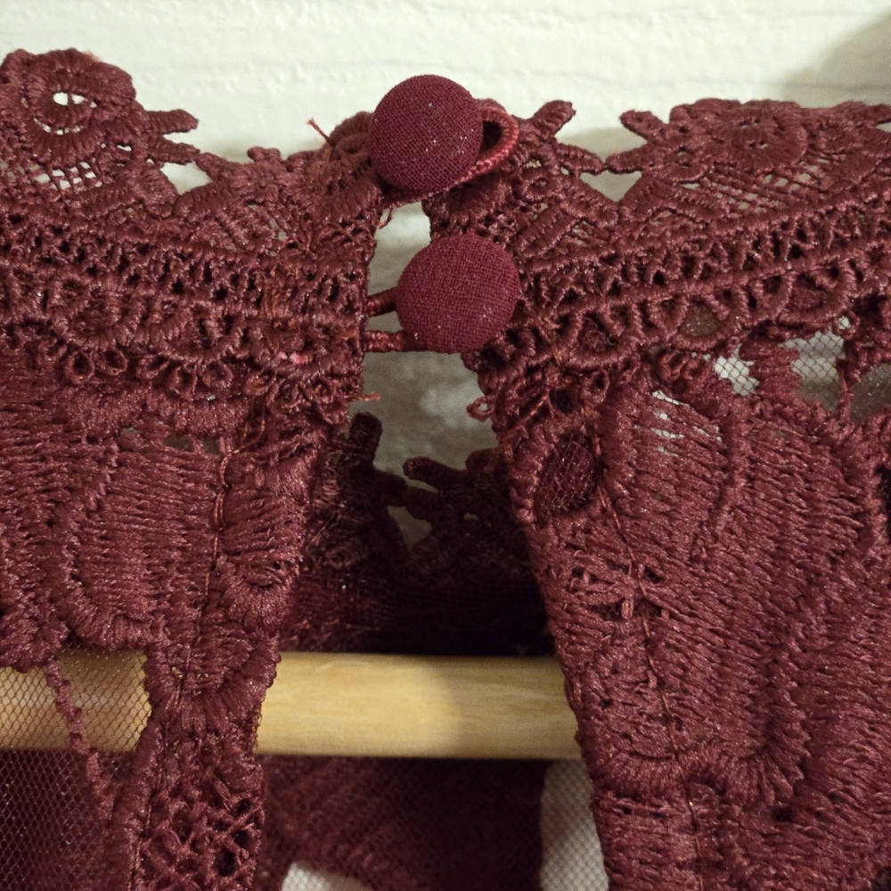 Chi Chi London Deep Red Lace Long Sleeve Dress - Picture 10 of 16